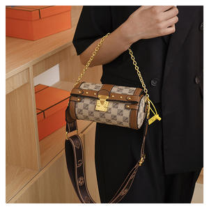 Bolso elegante con cilindro de diseño funcional para mujer, monederos de cuero vegano, bolso de mano, bolsos de hombro para mujer - Product Image 1