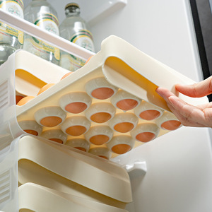 Egg Storage Box 32 Compartment Transparent Pet Stackable Refrigerator Drawer Style With Lid For Kitchen Food Organization - Product Image 3