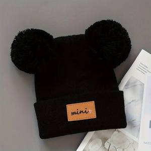 Chapeau en <span class=keywords><strong>tricot</strong></span> tendance automne-hiver avec étiquette en cuir <span class=keywords><strong>pour</strong></span> garçons et filles, style décontracté <span class=keywords><strong>facile</strong></span> à assortir - Product Image 6