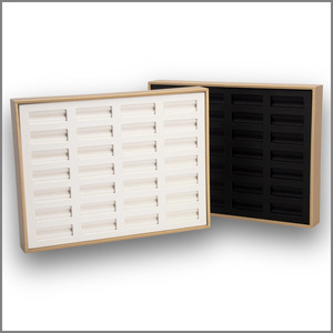 Plateau de présentation pour perles Dzi en cuir brossé, 32x24x4cm, blanc, plateau de rangement pour 28 perles, pour perles en vrac - Product Image 4