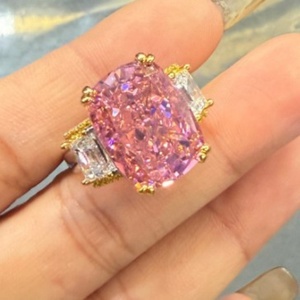 Fashion Jewelry Eco-friendly Copper Gold Plated 12*16mm Multicolor Zircon Vintage 3 Stone <b>Adjustable</b> <b>Ring</b> for Women - Product Image 4