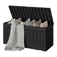 Caisse de rangement extérieure et intérieure en métal de 400 litres pour coussins et oreillers, coffre de jardin avec couvercle verrouillable, étanche, pour outils de piscine