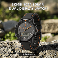 Montre de plongée à double affichage à énergie solaire avec alarme, cadran lumineux, boîtier en alliage, bracelet en plastique