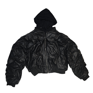 جاكيت طيار MA1 من الجلد بطبقة مزدوجة وقلنسوة مزيفة، سترة شتوية منفوخة من الجلد للرجال بالجملة - Product Image 6