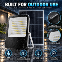 Projecteur solaire LED IP66 60-400W avec télécommande et minuterie, batterie LiFePO4 pour jardin, cour, allée et sécurité