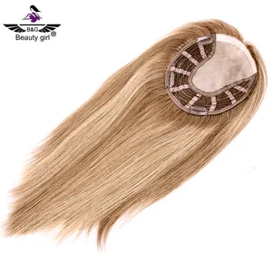 光密度ヨーロッパの人間の髪のトッパーは、女性のためのブロンドのモノラルベースカツラ8 ''14'' 短い長さを強調しました