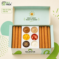 Boîte à churros personnalisée imprimée, résistante à la graisse, avec porte-gobelet à sauce, emballage alimentaire jetable pour les cafés et les restaurants
