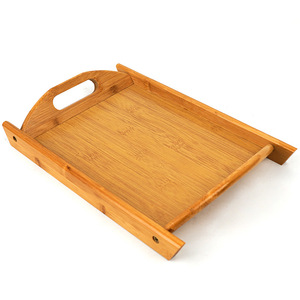Plateau de service rectangulaire en bambou avec poignées pour le thé, le café, le pain et les repas - Product Image 5