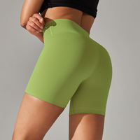 Shorts de yoga pour femmes, en nylon, pour la course à pied, la salle de sport, la remise en forme, taille haute, spandex, uni, élastique, taille push-up, exercice