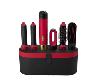 Spazzola <span class=keywords><strong>Asciugacapelli</strong></span> Ionica Professionale 5-in-1 con Testine Intercambiabili <span class=keywords><strong>Pettine</strong></span> ad Aria Calda per Capelli Ricci - Uso Domestico e Alberghiero - Product Image 1