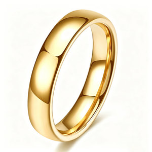 Anillo Minimalista de Acero Inoxidable de Tres Tonos, Liso, con Baño de Oro de 18K, 24.6mm, Anillo de Boda Unisex - Product Image 5