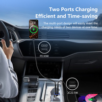 Chargeur de voiture à charge rapide PD+QC4.0 52,5W, compatible avec les chargeurs, accessoires pour téléphone, matériau en alliage de zinc, port USB-A+Type-C