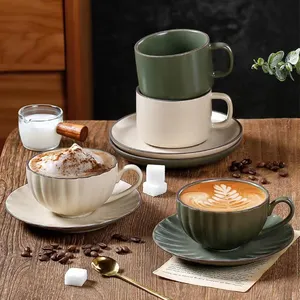 Nordico smaltato in ceramica espresso tazza in porcellana caffè espresso cappuccino latte tazza caffè turco tazze e piattini