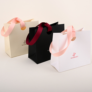 Bolsa de Regalo de Papel Kraft Rosa con Cinta, Hecha a Mano, para Joyería y Gafas, con Asa de Cordón, Impresión de Logotipo Personalizado, Accesorios de Cinta - Product Image 2