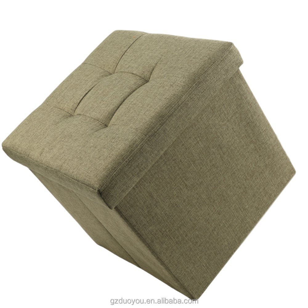 Offre Spéciale Tabouret Gonflable Carré Carré Pliable Moderne Lin Pouf de Rangement En Tissu