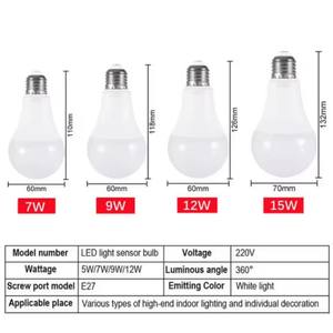 مصباح LED مصباح الأشعة تحت الحمراء الذكي AC220V 875vv E27 مصباح الأشعة تحت الحمراء 5W 7W 9W 12W 15W مصباح شرفة ذكي للحديقة - Product Image 4