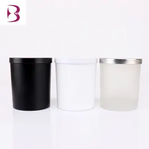 BOYE 8 oz boş kavanoz özel Logo baskı buzlu beyaz siyah cam mum kapaklı konteynerler mum yapımı için
