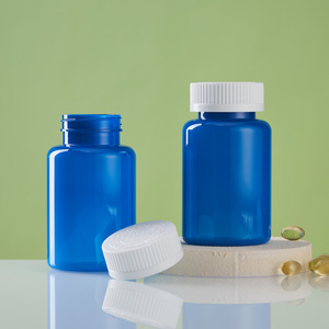 Bouteilles en plastique bleu mat de qualité supérieure de 5 oz avec bouchons côtelés blancs, flacon en plastique PET givré coloré pour pilules et compléments alimentaires - Product Image 2
