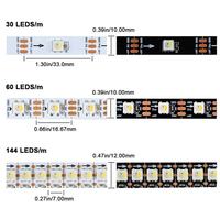 Bande LED numérique adressable SK6812 DC5V RGBW 4-en-1 Pixels/M RGB Blanc Chaud Couleurs Rêves SPI 60 144