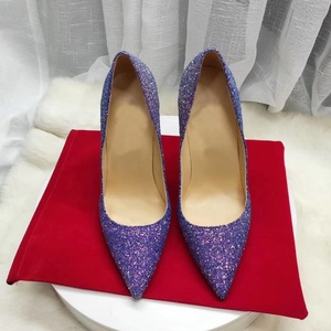 Wholesale Price Summer Autumn Purple <b>Glitter</b> Pointed Toe Sexy Ladies Stiletto High Heels <b>Shoes</b> Breathable Large Size Women Pumps - Product Image 1