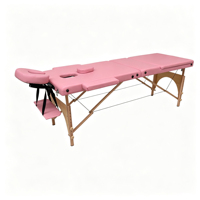 Table de massage pliable robuste à 3 sections avec pieds en bois, table de spa professionnelle avec appui-tête