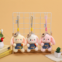Porte-clés en peluche lapin mignon de 15 cm, jouet kawaii, breloque de sac en forme de lapin en peluche avec robe et accessoires, mini décoration de sac - Vente en gros