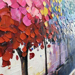 Gran 100% pintado a mano abstracto 3D cuchillo colorido árbol paisaje pintura <span class=keywords><strong>al</strong></span> óleo lienzo moderno hogar Decoración pared arte flor - Product Image 5