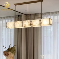 Penjualan Langsung Pabrik Lampu Gantung Linear Alabaster Alami Mewah Sederhana Gaya Nordik Spanyol Berkualitas Tinggi untuk Ruang Makan