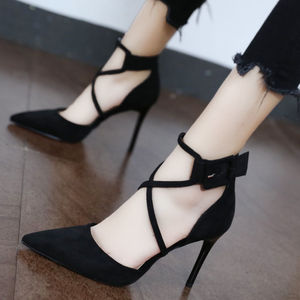 Nouvelles chaussures pour femmes avec design à brides croisées, chaussures à talons hauts polyvalentes, adaptées au printemps <span class=keywords><strong>et</strong></span> à l'automne, avec une boucle à une seule bride - Product Image 5