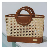 Tas Rotan Anyaman Tangan Mewah Dengan Kulit Asli Berkualitas Tinggi Tas Rotan Wanita Buatan Tangan Tas Anyaman Rotan