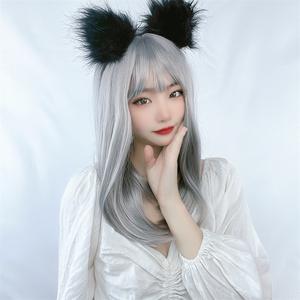 Perruque UMS Halloween Cruella Noire et Blanche, Longue et Droite, <span class=keywords><strong>avec</strong></span> <span class=keywords><strong>Frange</strong></span>, Synthétique, Double Trame, Entièrement Faite à la Machine, pour Cosplay - Product Image 4