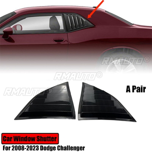 Persianas para Ventanas de Auto para Dodge Challenger 2008-2023, Rejillas de Ventilación Laterales Traseras, Acabado Brillante, Negro Mate, Estilo Fibra de Carbono - Product Image 1