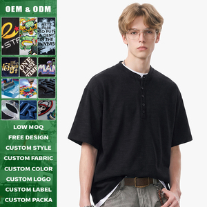 เสื้อยืดแขนสั้นทรงเฮนลีย์ผ้าถักลายสลับแบบกำหนดเองสำหรับผู้ชาย สไตล์วินเทจลำลองแนวสตรีทแวร์ ให้ความรู้สึกหรูหราแบบโอลด์มันนี เนื้อผ้านุ่ม ระบายอากาศได้ดี - Product Image 2