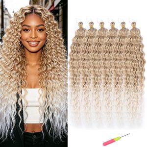 Extensiones de Cabello Sintético de 22 Pulgadas, Estilo Arie Curl, Rizado, Hippie Curl, Ondulado, Ondas Sueltas, Tejido Único, Teñido, para Trenzas - Product Image 1