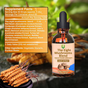 OEM ODM The แปดเห็ดผสมของเหลวหยด60มล. สารสกัดจากเห็ดชาก้าสีแดงสกัดอาหารเสริมสนับสนุนการทำงานของสมองหยดเห็ด - Product Image 2