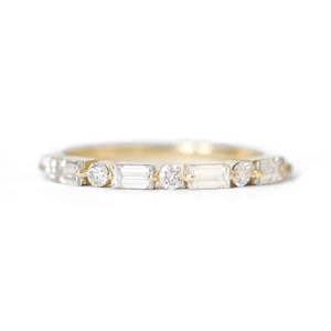 Cincin keabadian elegan cincin emas 14k perak murni polos dapat ditumpuk cincin baguette berlian cantik - Product Image 2