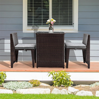 Ensemble bistrot d'extérieur en osier pour balcon, terrasse, jardin et véranda - Table et chaises de patio en gros