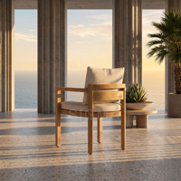 Ensemble de salle à manger d'extérieur en teck naturel durable, table de patio résistante aux intempéries et 6 chaises, anti-UV, imperméable