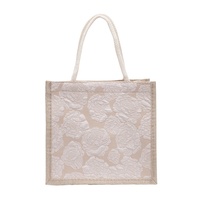 Sac fourre-tout en lin pour femme, motif floral, fermeture auto-agrippante, collection Printemps 2025, grand sac à bandoulière tendance pour transporter des boîtes à lunch