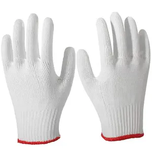Industrielle gebleichte 10 Gauge langlebige billige wasch bare weiße Polyester schnur gestrickte Baumwolle Sicherheits arbeits handschuhe