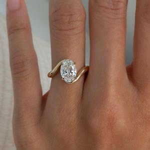 Nhẫn kim cương tổng hợp vàng 14K màu D, cấp VVS, chứng nhận IGI, kim cương nhân tạo CVD HPHT, nhẫn đính hôn kim cương mọc trong phòng thí nghiệm - Product Image 4