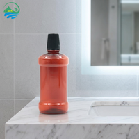 Bouteille de bain de bouche OEM Amber 300ml 500ml en PET, conteneur vide en plastique avec bouchon à pression pour emballage de liquide de soin buccal