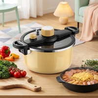Casserole à soupe grande capacité en acier inoxydable avec couvercle en verre émaillé de 18 cm, marque privée, écologique, cuisson rapide sous pression