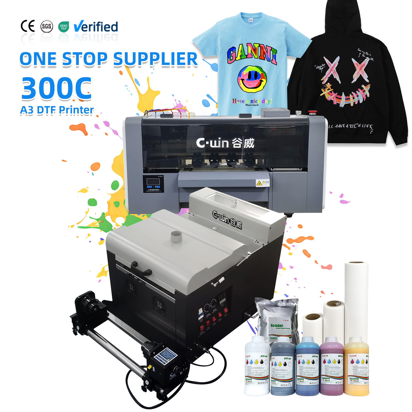 GW300C Factory A3 DTF Digital Printers Dual XP600 Head DTF 30cm Heat Transfer Printer Roll Tl Roll DTF Printer for Clothes