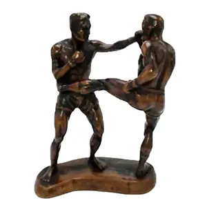 Estatueta artesanal de muay thai de resina antiga personalizada, estatueta vintage de boxe