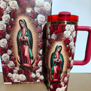 Our Lady of Guadalupe Religious <b>Insulated</b> Tumbler 304 Stainless Steel Travel Mug with Handle Straw Gift <b>Box</b> for Catholic - Product Image 3