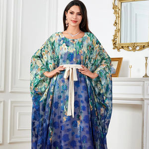 2025 nuovo Design Dubai <span class=keywords><strong>turchia</strong></span> romantico da donna abito a manica a pipistrello con stampa floreale abito da donna Abaya abito islamico per adulti per ragazze vacanze - Product Image 1