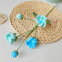 Fleur artificielle en crochet faite à la main, motif Jasmin, tige florale en fil, fleur éternelle, décoration de table, cadeau, vente en gros