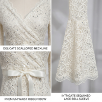 Robe longue évasée blanche en dentelle et sequins pour femme, col en V, coupe trapèze, décontractée, pour mariage ou soirée, grandes tailles, fabricant OEM