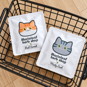 Sachets d'emballage personnalisés en papier kraft avec fermeture éclair pour friandises à chat (herbe à chat), petits formats, pour snacks individuels et échantillons. - Product Image 5